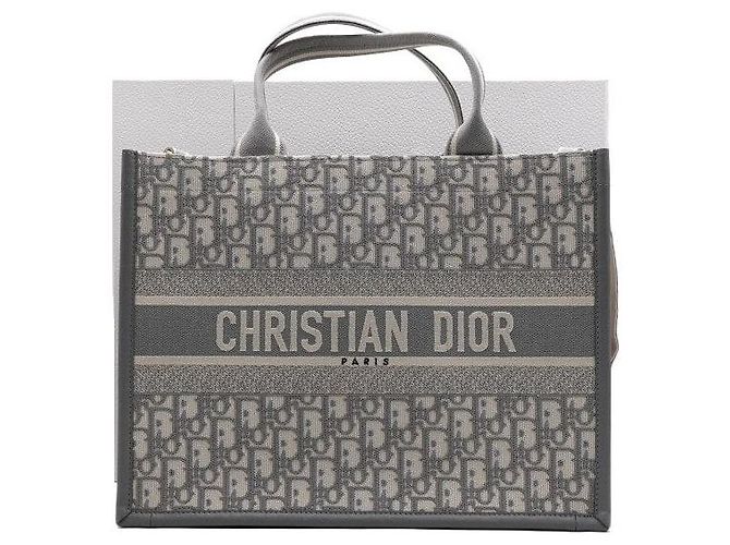 Dior Borsa Tote e Borsa a Tracolla Medium Oblique Grigia Marrone