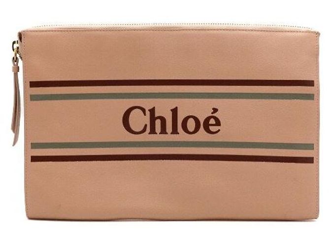 Chloé Bolsa de mão clutch com riscas em couro para mulher Laranja