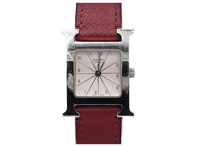 Hermès Montre Quartz pour Femme OUR HOUR PM avec Bracelet en Cuir Argenté 