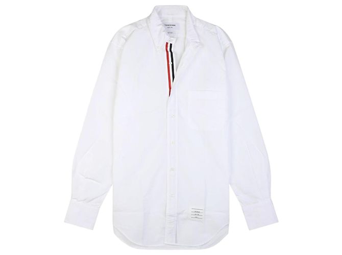 Thom Browne Hidden Three Stripe Poplin Shirt White