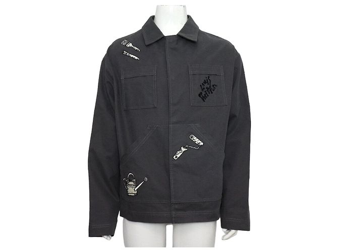Louis Vuitton Multi Tool Embroidered Denim Jacket for Men Brown