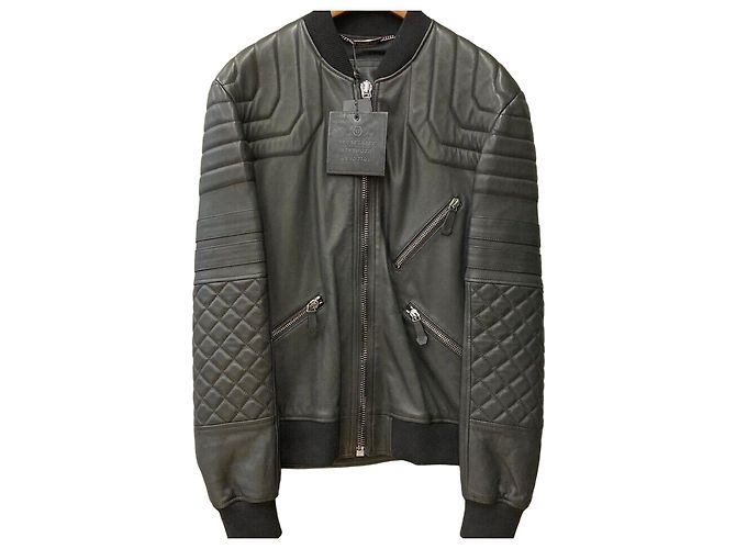 Philipp Plein Skull Biker Lederjacke Blouson Schwarz