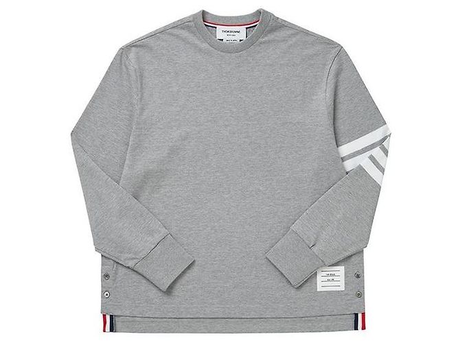Thom Browne Langarm-T-Shirt Silber