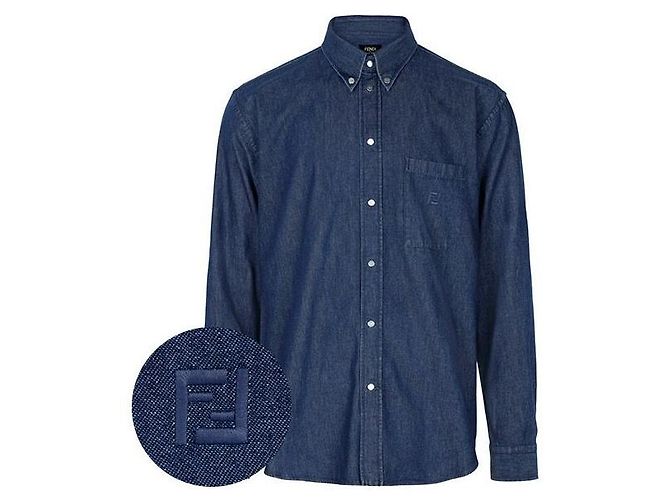 Fendi Blaues Chambray-Denim-Hemd