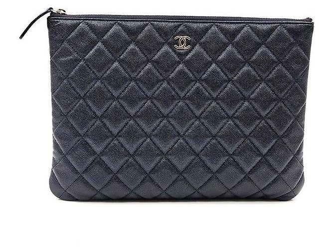 Chanel Classic Caviar Clutch New Medium Azul