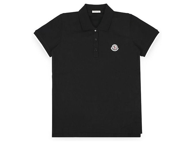 Moncler Baumwolle PK Kurzarmshirt mit Logo-Patch für Damen Schwarz