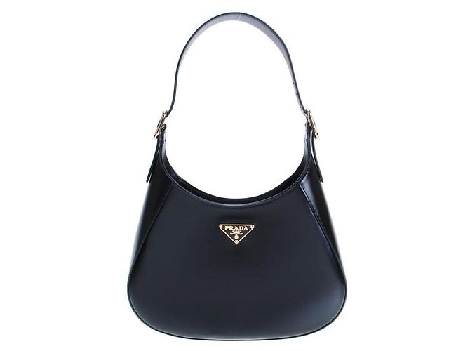 Prada Sac à épaule moyen en cuir Noir