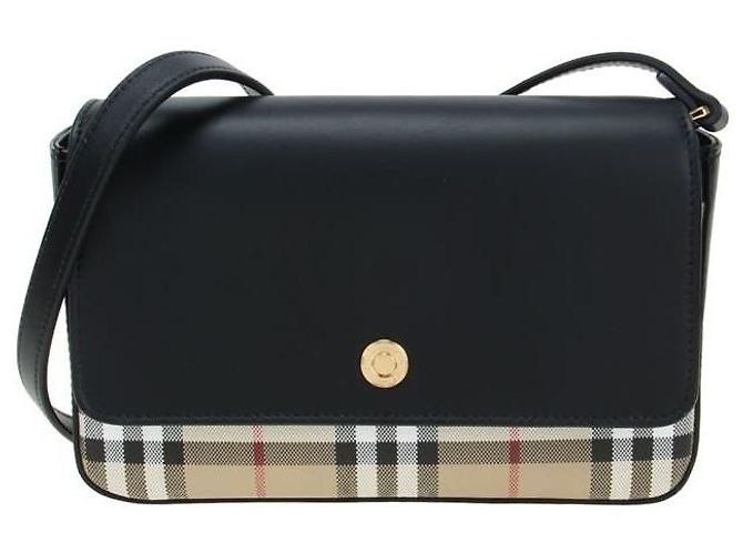 Burberry Vintage Check Leather Notebook Bag Black