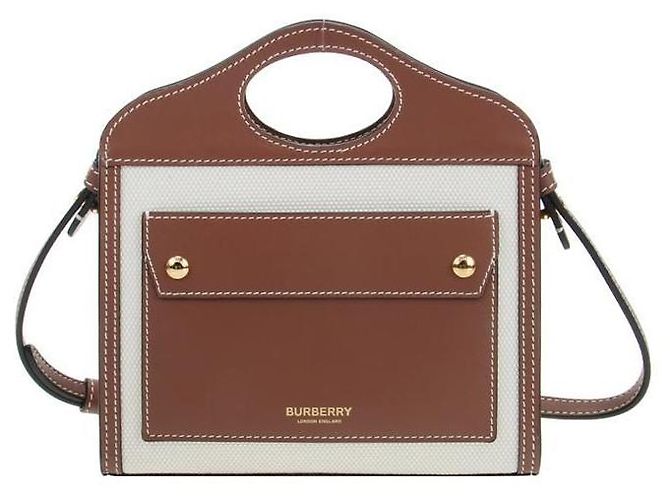 Burberry Two-Tone Canvas Leather Mini Pocket Bag stamp: