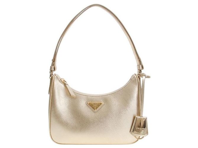 Prada Mini bolsa em couro Saffiano stamp: NZV JOU Laranja
