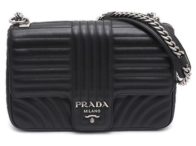 Prada Bolsa de Ombro e Bolsa Tiracolo Diagram Large Silver Chain Preto