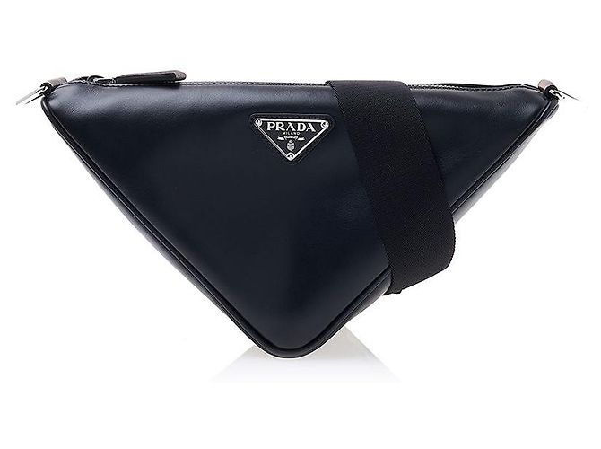 Prada Bolsa de ombro triangular em couro para homem ASK (OLO) Preto