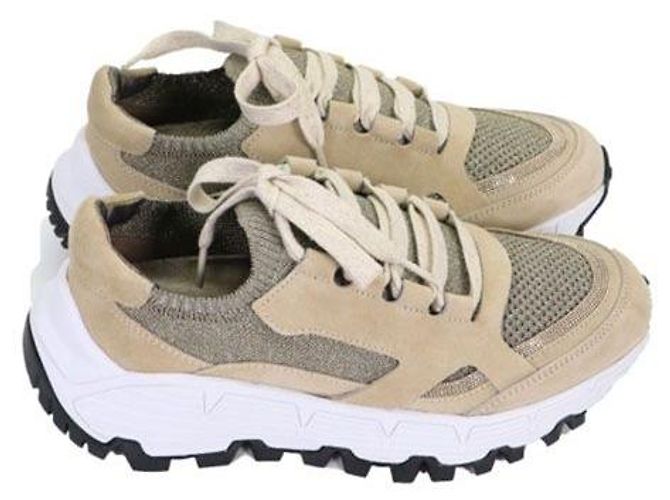 Brunello Cucinelli Baskets en daim et maille scintillante Multicolore