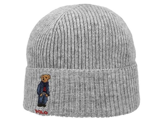 Ralph Lauren Gorro de malha Bear em denim sólido Prata