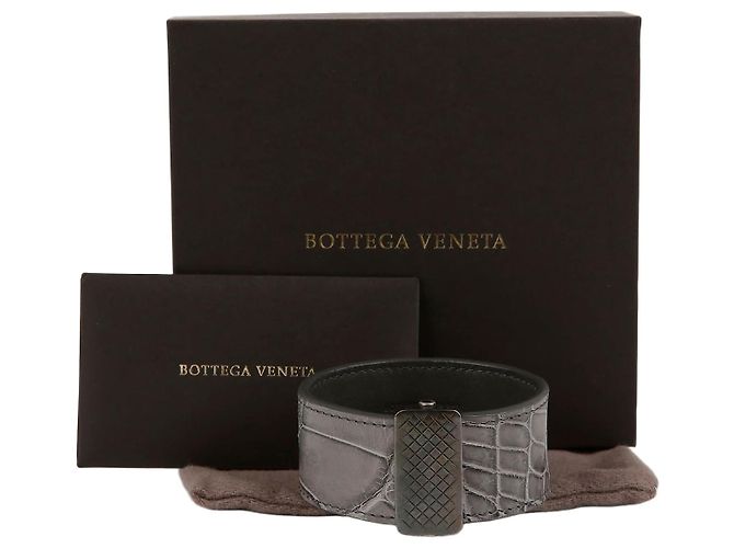 Bottega Veneta Silver Buckle Bangle Bracelet Size Black