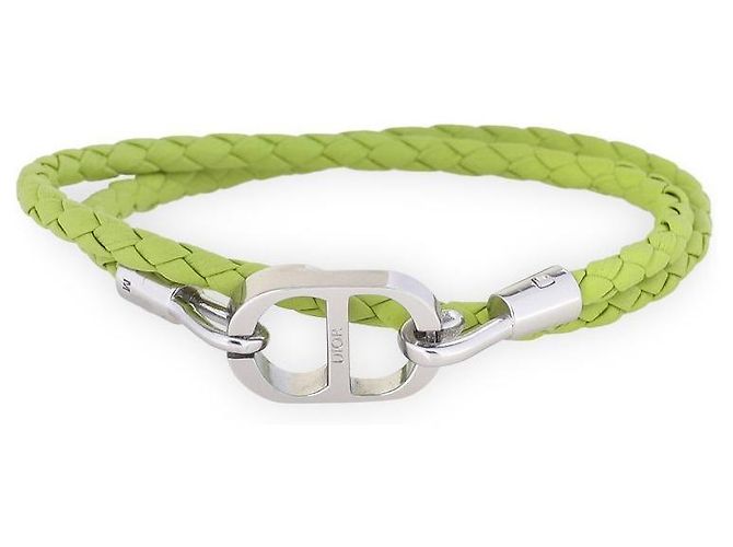 Dior Men's CD Icon Woven Leather Double Bracelet Green