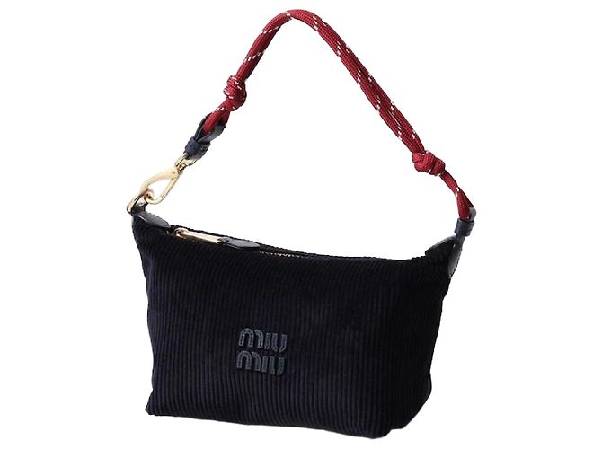 Miu Miu Pouch in velluto a coste Blu