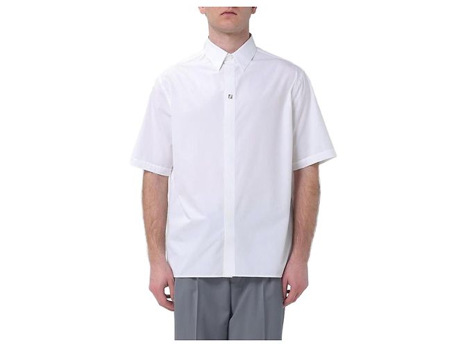 Fendi Camicia a maniche corte in cotone Bianco 