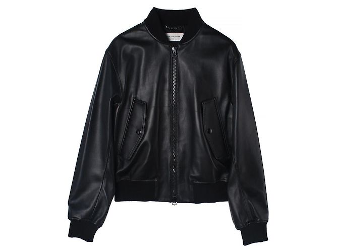 Jaqueta Bomber de Couro LANVERS Dries Van Noten Preta