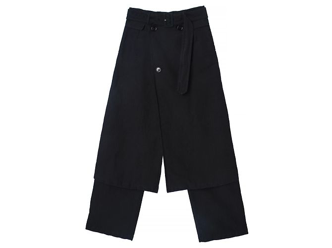 Pantalones de sarga de algodón Dries Van Noten PRIFFITH Negro