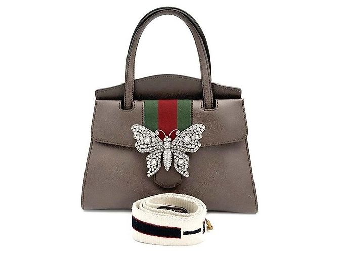 Gucci Borsa Farfalla in Cristallo Marrone