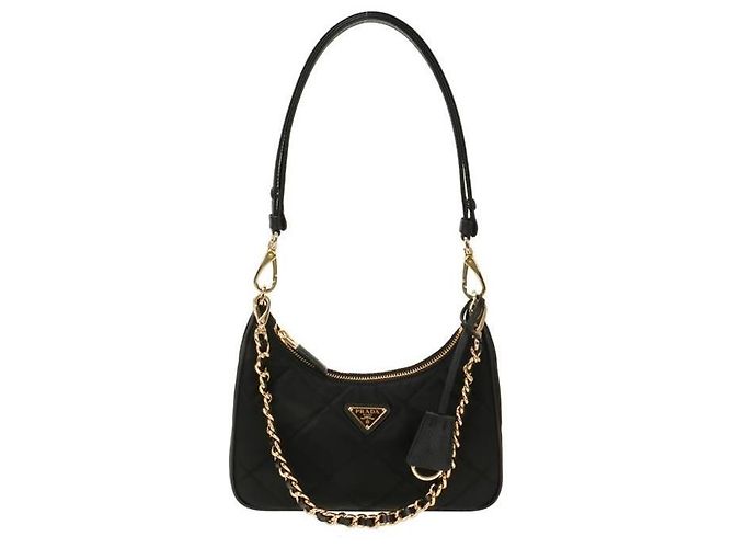 Prada Mini Borsa Re-Nylon con catena Reedition stamp: QOO Nero