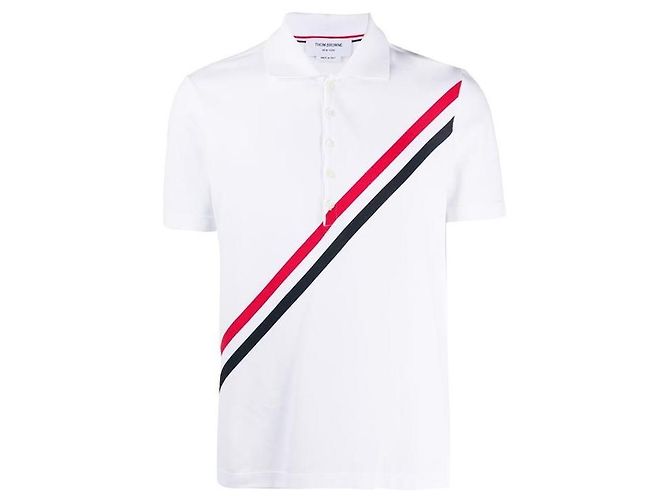 Thom Browne Baumwoll-T-Shirt mit diagonalen Streifen Mehrfarben
