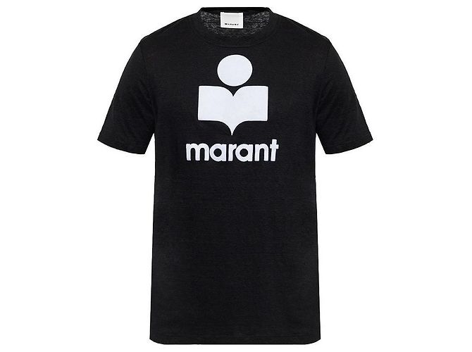 Isabel Marant KARMAN Leinen-T-Shirt Schwarz