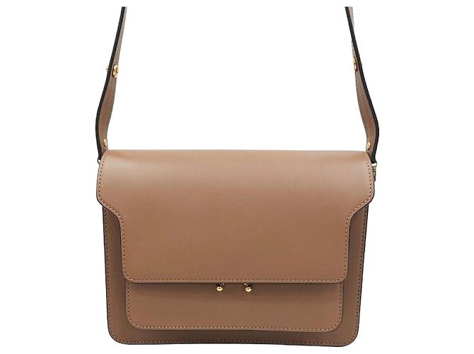 Marni Bolso de hombro Trunk de piel de becerro Medium Naranja 