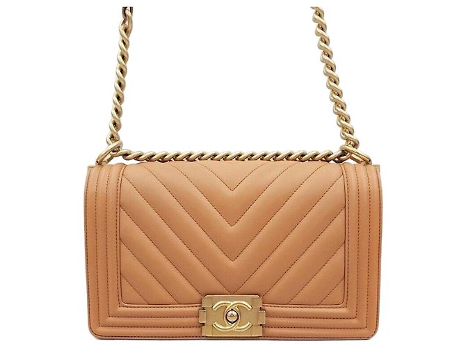 Le Boy Chanel Bolsa Chevron Boy Medium Flap Bag Gold Series Laranja