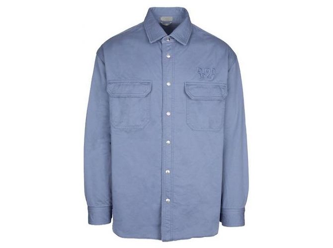 Dior Sovracamicia in gabardine di cotone stamp: Blu