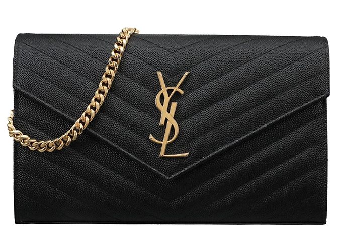 Saint Laurent Borsa a tracolla Monogram Chain Gold Black Nero