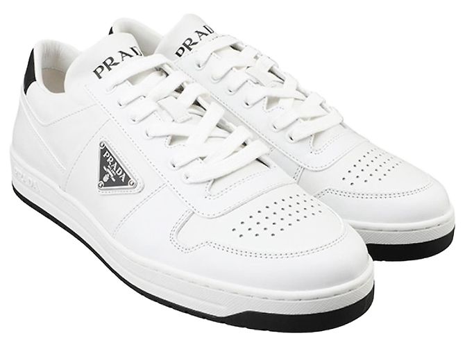 Prada Sapatilhas Downtown White Black Prata