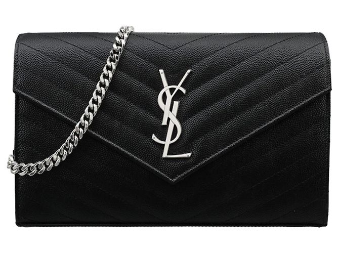 Saint Laurent Borsa a tracolla Monogram Chain Silver Black Nero