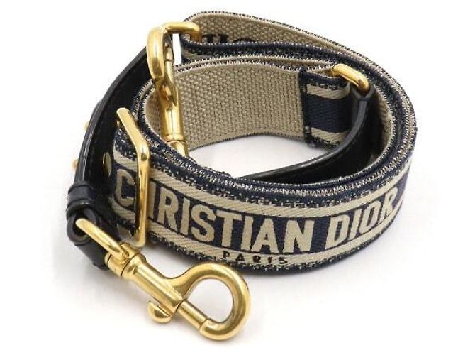 Dior Bestickter Canvas-Schultergurt mit Ring Blau 
