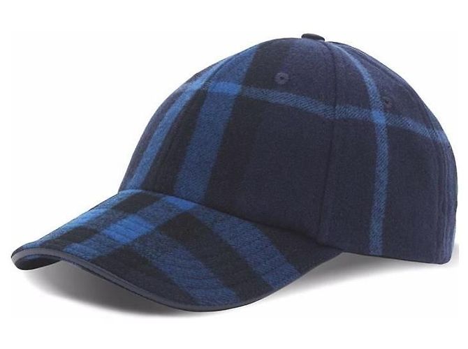 Burberry Check Wool Cashmere Baseball Cap Black
