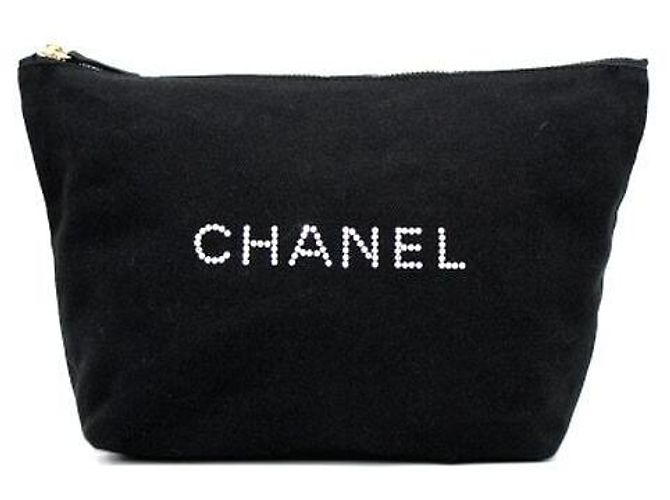 Chanel Canvas-Logo-Pouch-Tasche in Schwarz