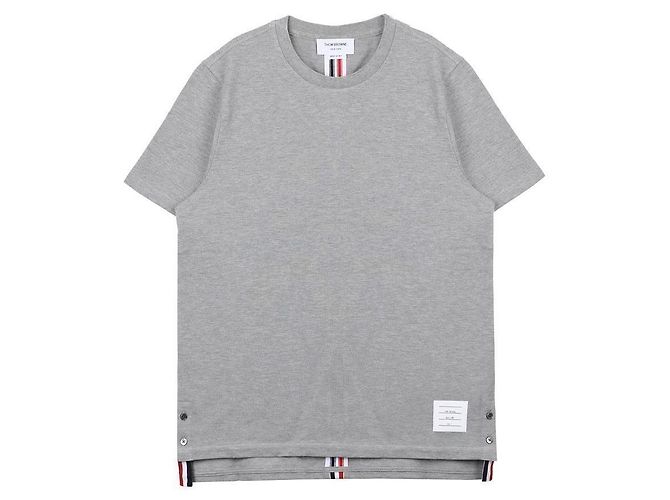 Thom Browne Herren T-Shirt mit kurzen Ärmeln aus Baumwolle Silber