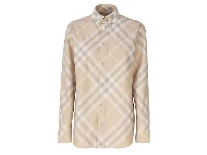 Burberry camisa de algodón a cuadros Blanco