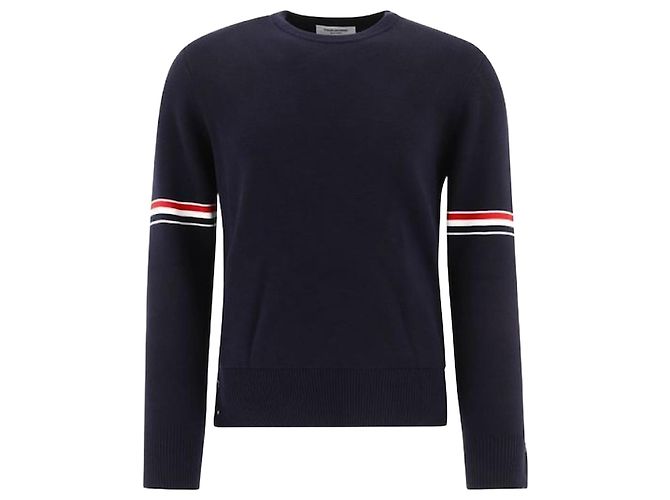 Thom Browne Cotton Milano Stitch RWB Stripe Pullover Knit