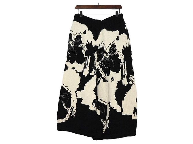 Loewe Collaboration Unisex-Hose aus Intarsia-Wolle mit Stiefmütterchen-Muster Weiß