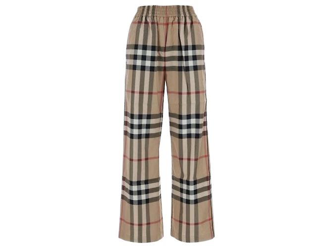 Burberry calças de sarja de algodão xadrez Multicor