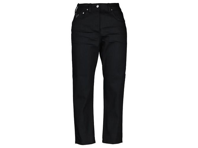 Prada Vaqueros de denim elástico stamp: Plata 