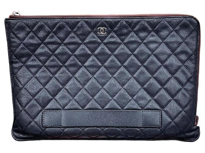 Chanel Pochette Caviar Édition Limitée Large Black Noir