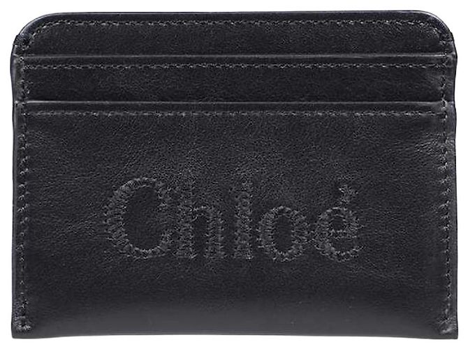 Chloé Embroidered Logo Card Holder Black