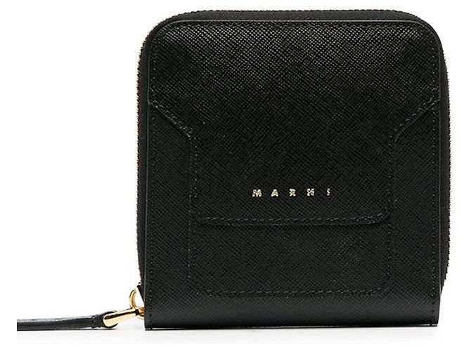 Marni Saffiano Leder Münzgeldbörse Schwarz