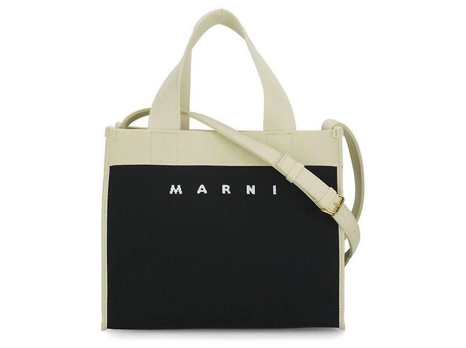 Marni Jacquard Small Tote/Shoulder Bag White