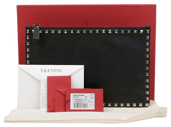 Valentino Rockstud Clutch Rot Leder