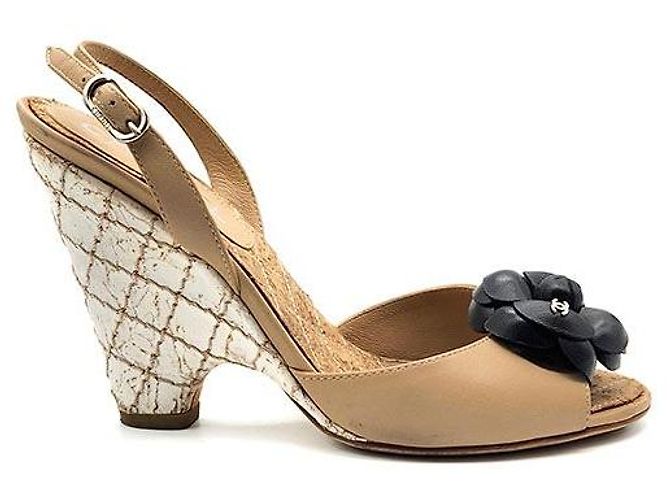 Chanel Sandales compensées Camellia Orange