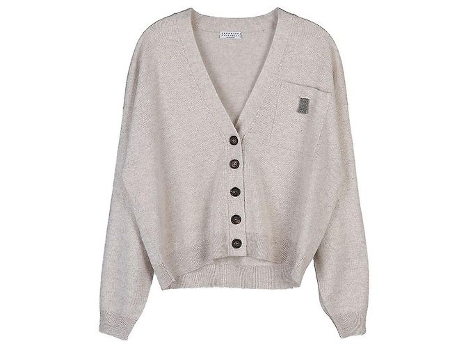 Brunello Cucinelli Cardigã de cashmere para mulher Prata